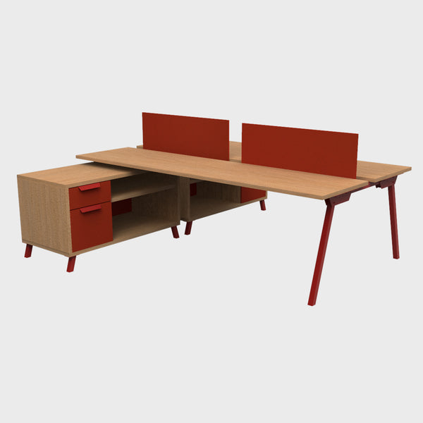 Mesa colaborativa con credenza - L02